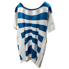 Camiseta Hermès de algodón blanca y azul