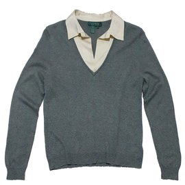 Ralph Lauren Bluse aus Seide und Kaschmir Grau