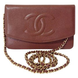 Chanel Caviarskin Leder Clutch Geldbörse mit Goldkette