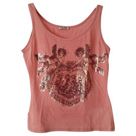 MIU MIU TOP DE JERSEY DE PUNTO ACANALADO BORDADO - Miu Miu