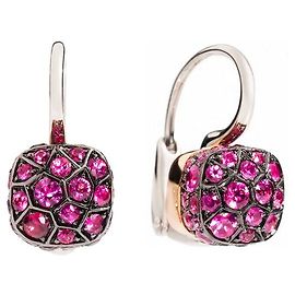 Pendientes Pomellato Nudo en oro rosa y blanco con rubíes