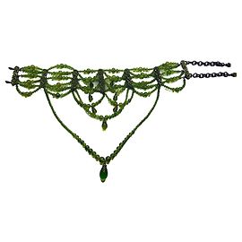 Girocollo Christian Dior con perline in metallo verde