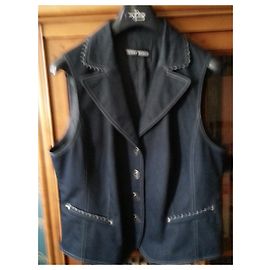 Jaqueta jeans sem mangas Gerry Weber azul marinho algodão XXL