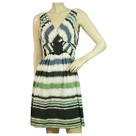 BCBG Max Azria Blau Grün Grau Streifen Ärmelloses Minilänge Kleid Größe XS
