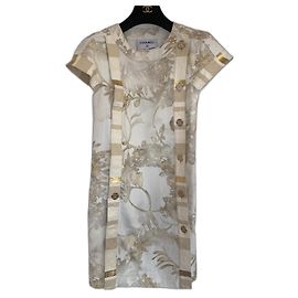 Vestido Chanel de algodón y piel blanco