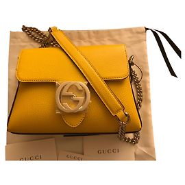 Borsa a mano Gucci Interlocking GG in pelle gialla