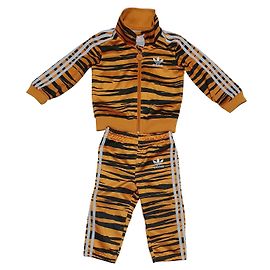 Ensemble Adidas veste et pantalon imprimé zèbre jaune et noir