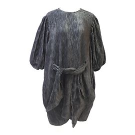 Ganni Plisierter Kleid mit Gürtel aus schwarzer Viskose