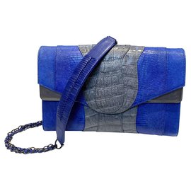 Borsa in pelle di coccodrillo blu - Autre Marque