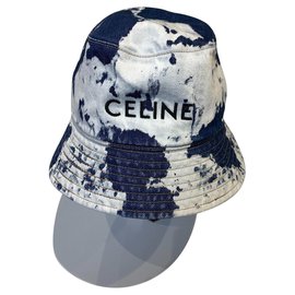 Cappello Céline Panama Stile Jeans Blu in Cotone