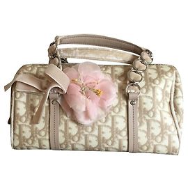 Borsa Dior Beige in Pelle con Fiori di Seta