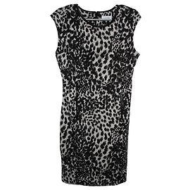 Calvin Klein gemustertes Kleid Animal Print schwarz grau