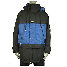 Diesel Man Blue Reißverschluss vorne Kapuze Parka Cabrio Nylon Jacke Größe M.