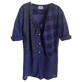Tuta Patchwork in Cotone Acne Blu