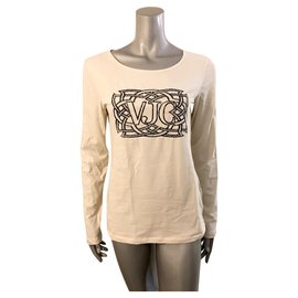 Top de manga larga Versace Jeans Couture con Logo VJC Color Crema