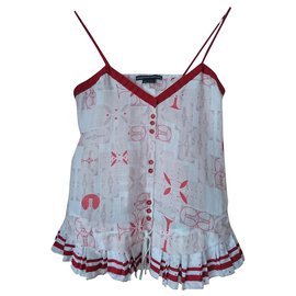 Top Le Jean Marithé et François Girbaud Rosa y Rojo