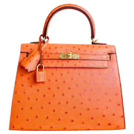 Hermès KELLY II mandarino arancione struzzo