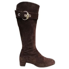 Botas Gucci de ante marrón oscuro Talla 36