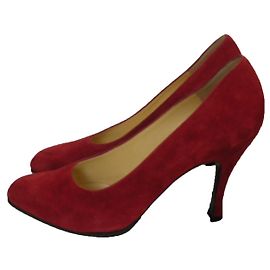 Charles Jourdan Pumps aus Hirschleder Rot 10cm Absatz