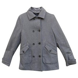 Chaquetón Lacoste Gris de Lana y Algodón Talla 40