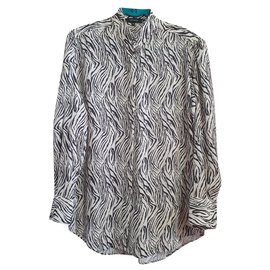 Camisa Isabel Marant Cade de seda estampada manga larga Negro Blanco