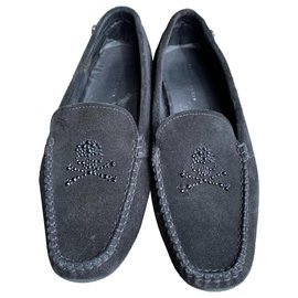 Philipp Plein Ballerinen aus Wildleder Schwarz