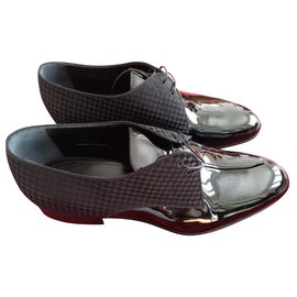Scarpe Derby Louis Vuitton Uomo Pelle e Tela Damier Nera