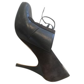 Décolleté Lk Bennett in pelle e camoscio marrone con lacci Taglia 38