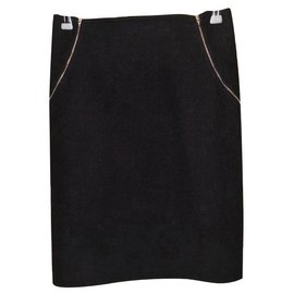 Falda recta Louis Vuitton negra de cachemira