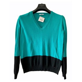 Iceberg Wollpullover Schwarz Grün XS