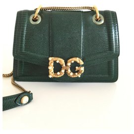Borsa a tracolla D&G Verde Smeraldo Pelle di Lucertola