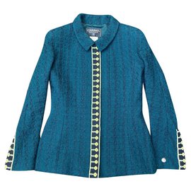 Giacca Chanel in tweed di lana verde scuro