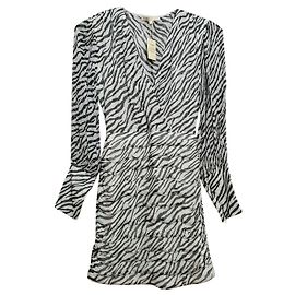 Vestido Maje May de viscosa estampado cebra negro blanco