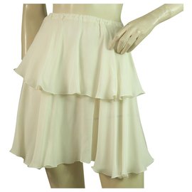 Dondup Elfenbein 100%Mehrlagiger Minirock aus Seidenchiffon Größe 40