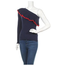 Baum und Pferdgarten blauer Pullover