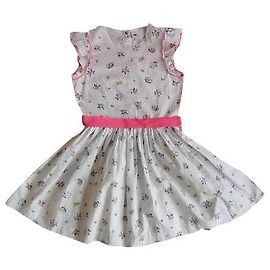 Petit Bateau Weißes Baumwollkleid Blumen und Schmetterlingsmuster 10 Jahre