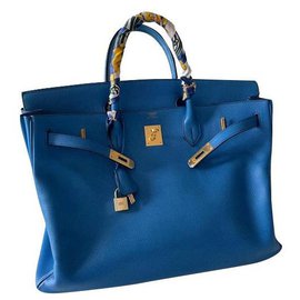 Borsa a mano Hermès Birkin 40 Blu Pelle