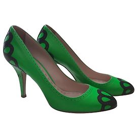 Miu Miu Lederpumps Schwarz Grün mit 10cm Absatz