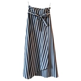 Falda larga Weekend Max Mara de algodón a rayas azul marino