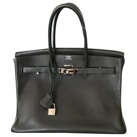 Hermès Birkin 35 Leder Dunkelgrau