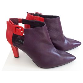 Décolleté Lk Bennett in pelle rosso e melanzana 38 EU