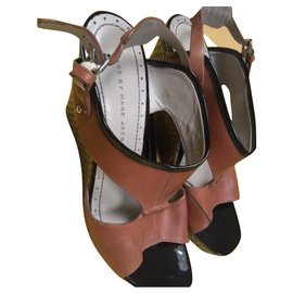 Mulas de cuña Marc Jacobs de cuero marrón Talla 38