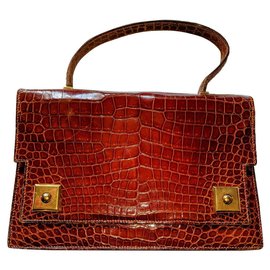 Borsa a mano Hermès Piano in coccodrillo Porosus marrone