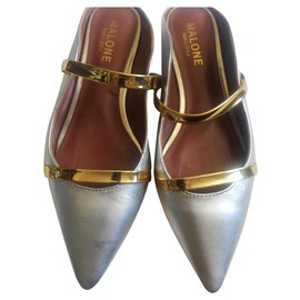 Autre Marque Mules Malone de couro prateadas