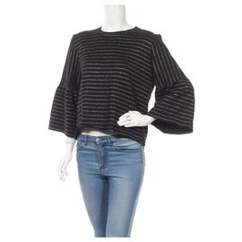 Mads Norgaard Schwarze Gestreifte Baumwollbluse