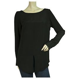 Camicetta setosa nera a maniche lunghe Dondup lunga lunghezza taglia superiore 42