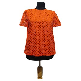 Blusa de algodón naranja Tory Burch