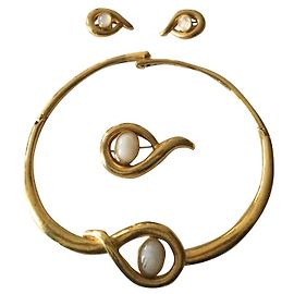 Torrente Schmuckset in Gold mit Halsreif Ohrclips und Pins