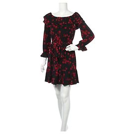 Michael Kors Blumenkleid Schwarz Rot