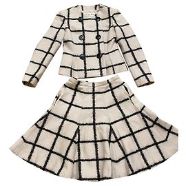 Traje de falda Christian Dior rosa de lana